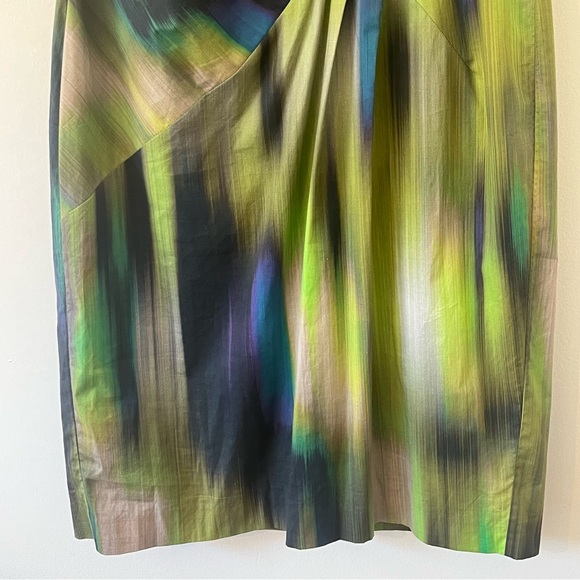 Lafayette 148 laurel Watercolor Sleeveless Sheath Dress Pleated Detail - Picture 5 of 16